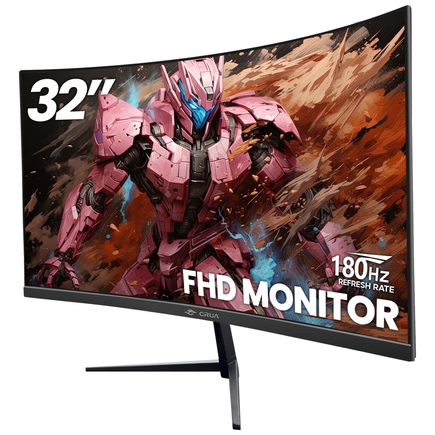 CRUA 24 Inch 144hz/180hz Curved Gaming Monitor, FHD 1080P Frameless Computer Monitors, Support AMD freesync Low Motion Blur, Eye Care, DP, HDMI, Compatible Wall Mountable Installs-Black