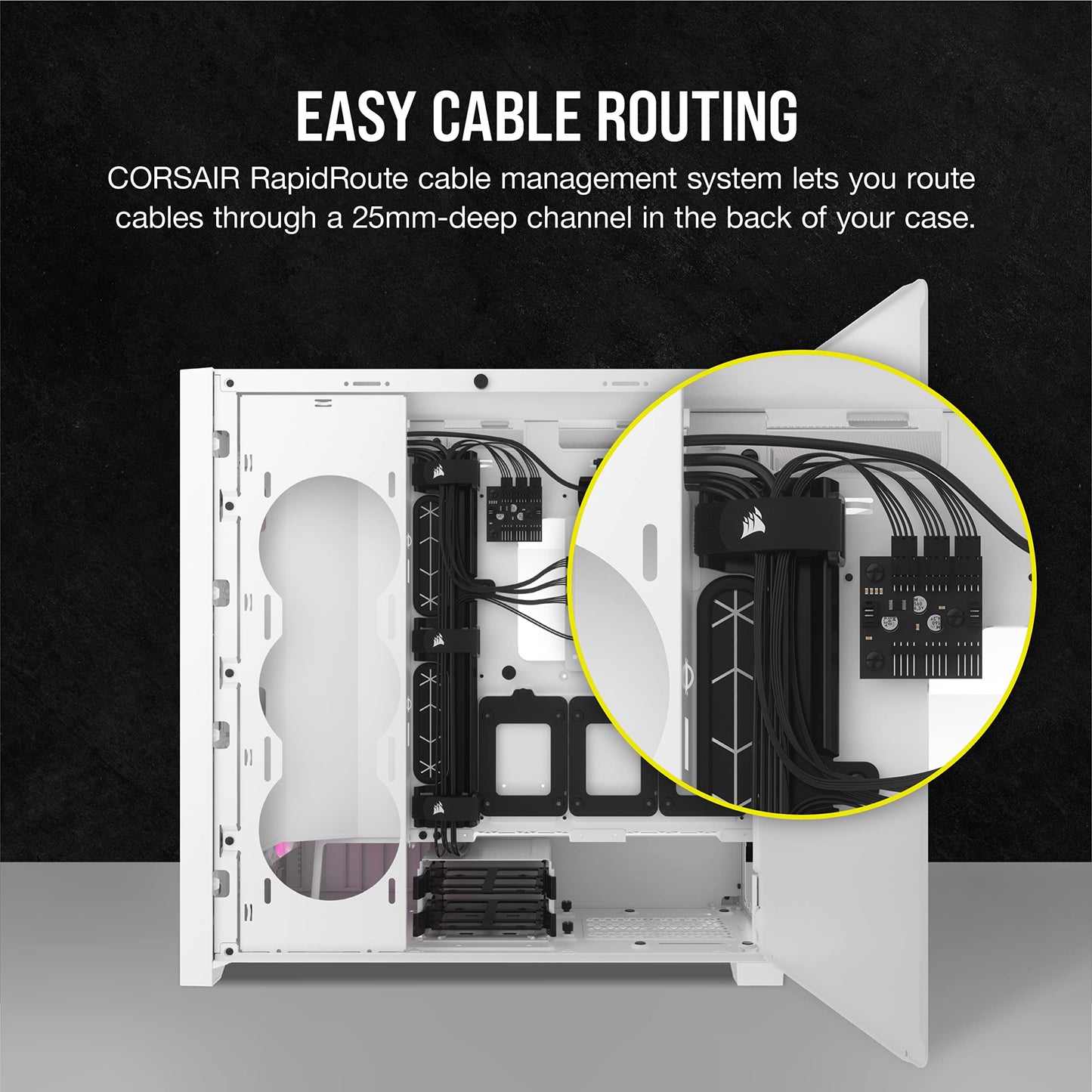 Caja de torre intermedia Corsair 5000D RGB - 3 ventiladores AF120 RGB - Lighting Node PRO - Diseño de alto flujo de aire - Gestión de cables RapidRoute - Negro 