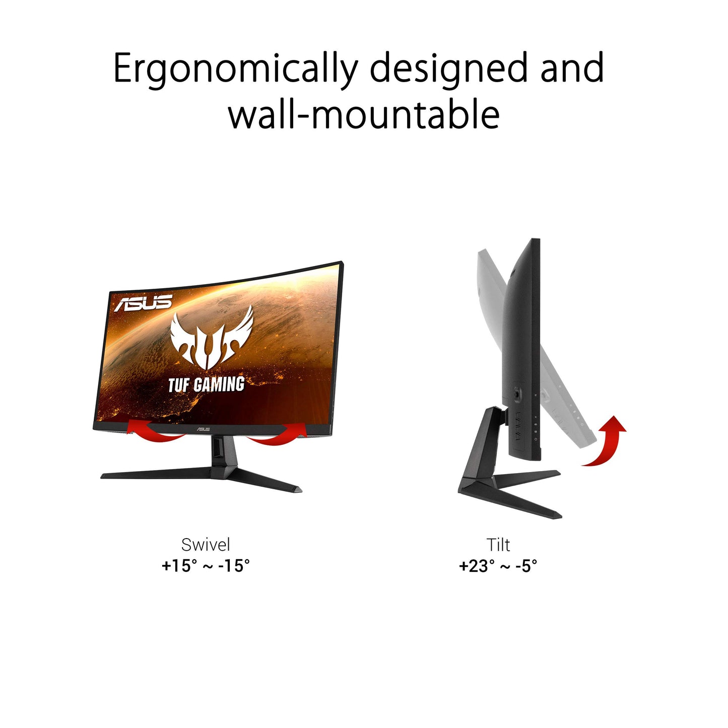 ASUS TUF Gaming 32" 1440P HDR Curved Monitor (VG32VQ1B) - QHD (2560 x 1440), 165Hz (Supports 144Hz), 1ms, Extreme Low Motion Blur, Speaker, FreeSync Premium, VESA Mountable, DisplayPort, HDMI,BLACK