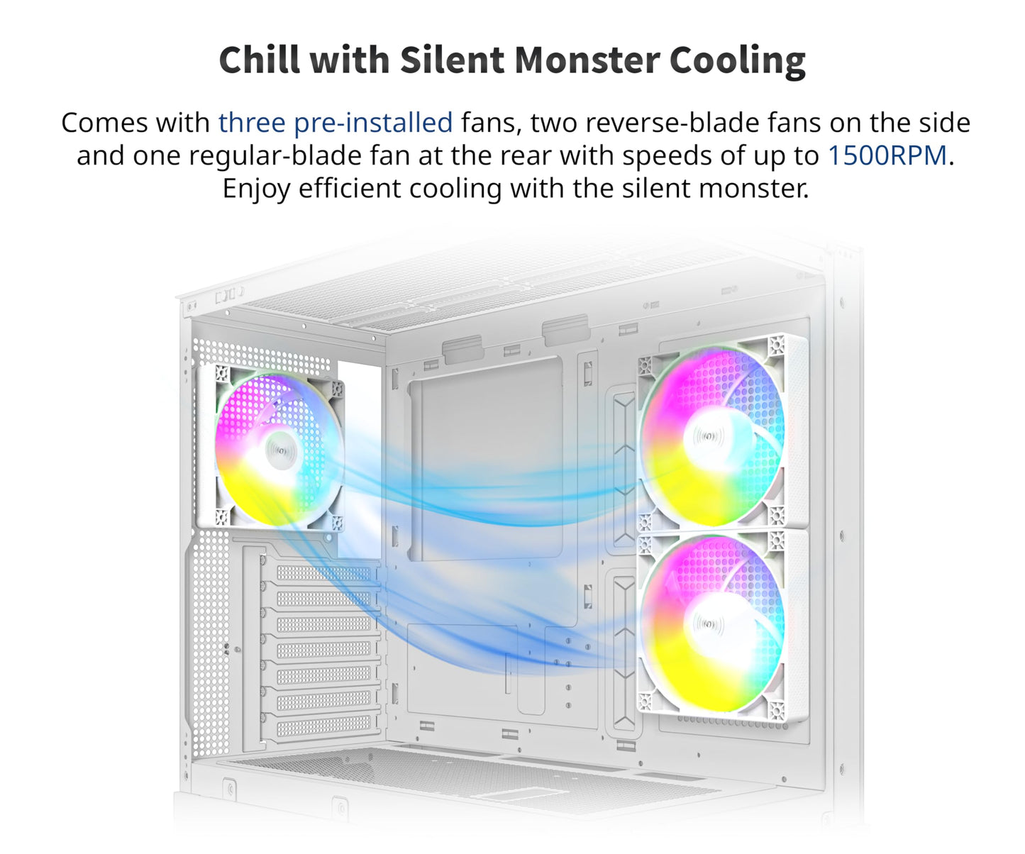 Montech X3 Mesh, 6 Fans - 3x 140mm & 3x 120mm Fixed RGB Lighting Fans, ATX Mid-Tower PC Gaming Case, USB3.0, Door Open Tempered Glass Side Panel, High Airflow, Black