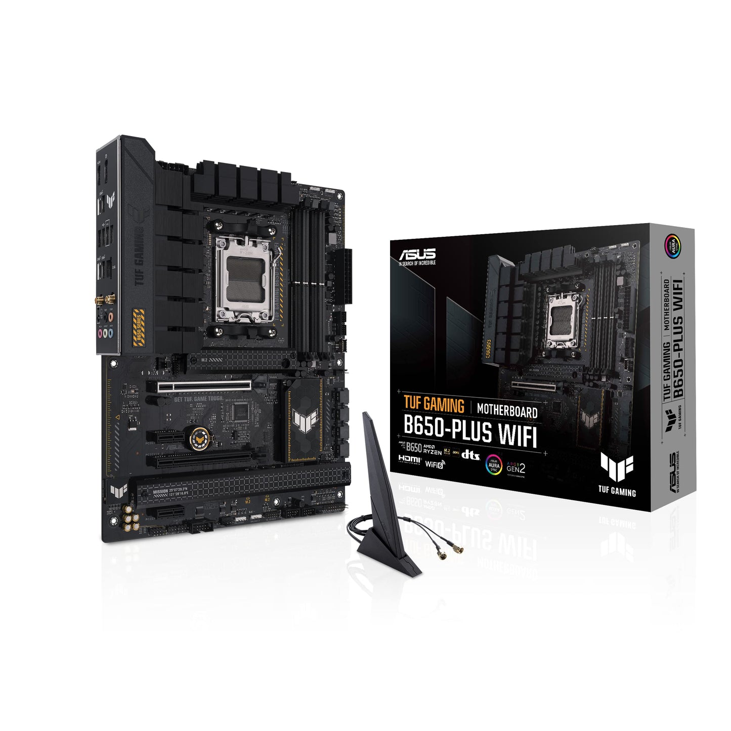 ASUS TUF GAMING B650-PLUS WIFI AMD B650 AM5 Ryzen™ Desktop 9000 8000 and 7000 ATX motherboard, 14 power stages, PCIe® 5.0 M.2 , DDR5 memory, WiFi 6 and 2.5 Gb Ethernet, USB4® support Aura Sync