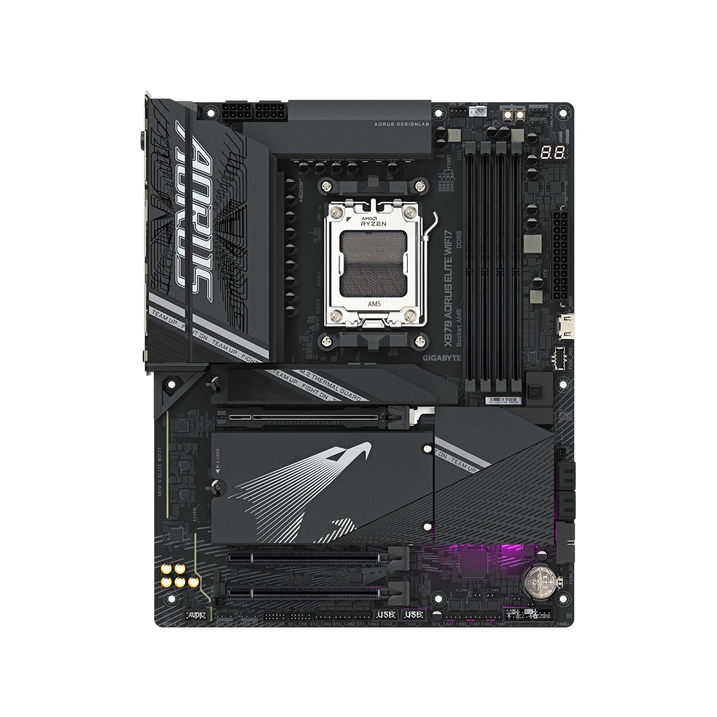 GIGABYTE X870 AORUS Elite WIFI7 ICE AMD AM5 LGA 1718 Motherboard, ATX, DDR5, 4X M.2, PCIe 5.0, USB4, WIFI7, 2.5GbE LAN, EZ-Latch, 5-Year Warranty