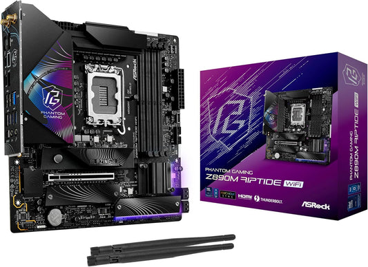 ASRock Z890M Riptide WiFi 6E Phantom Gaming Intel Core Ultra Z890 LGA1851 RL-ILM DDR5 9066 MHz 256 GB M.2 Micro ATX Motherboard