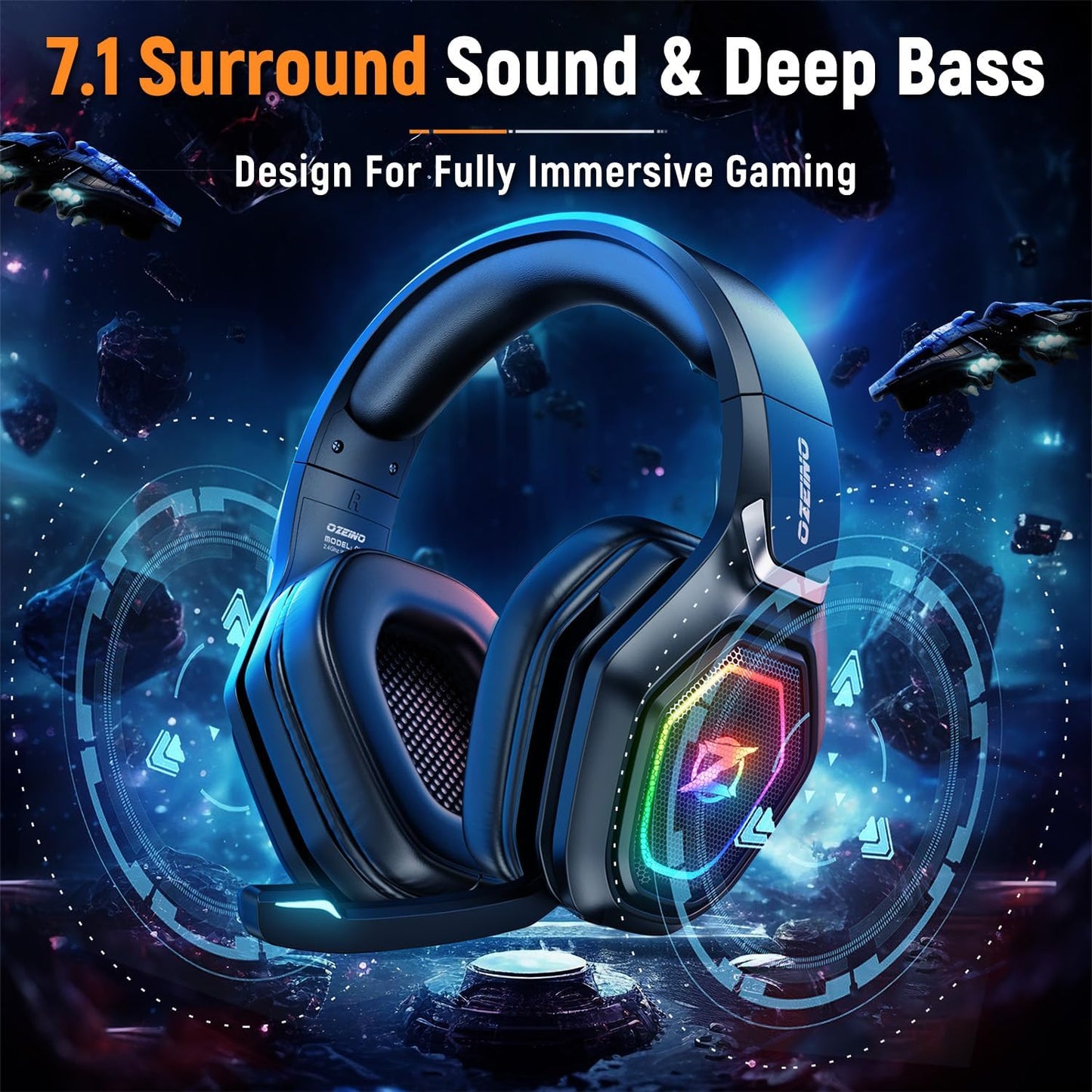 2.4GHz Wireless Gaming Headset for PC, Ps5, Ps4 - Lossless Audio USB & Type-C Ultra Stable Gaming Headphones with Flip Microphone, 40-Hr Battery Gamer Headset for Switch, Laptop, Mobile, Mac