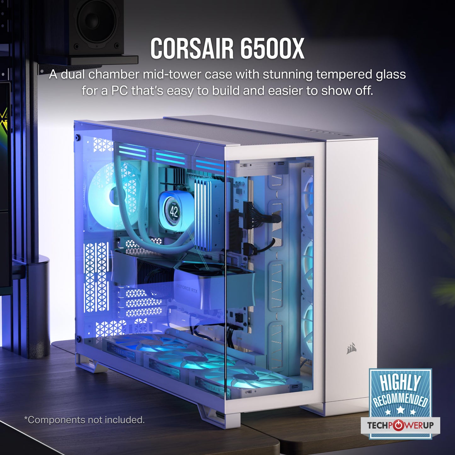 CORSAIR 6500X Mid-Tower ATX Dual Chamber PC Case – Panoramic Tempered Glass – Reverse Connection Motherboard Compatible – No Fans Included – Black