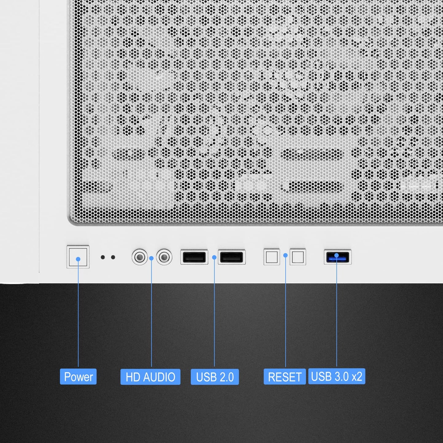 Montech X3 Mesh, 6 ventiladores (3 ventiladores de 140 mm y 3 ventiladores de 120 mm con iluminación RGB fija), gabinete para juegos de PC de torre media ATX, USB 3.0, panel lateral de vidrio templado con puerta abierta, alto flujo de aire, negro 