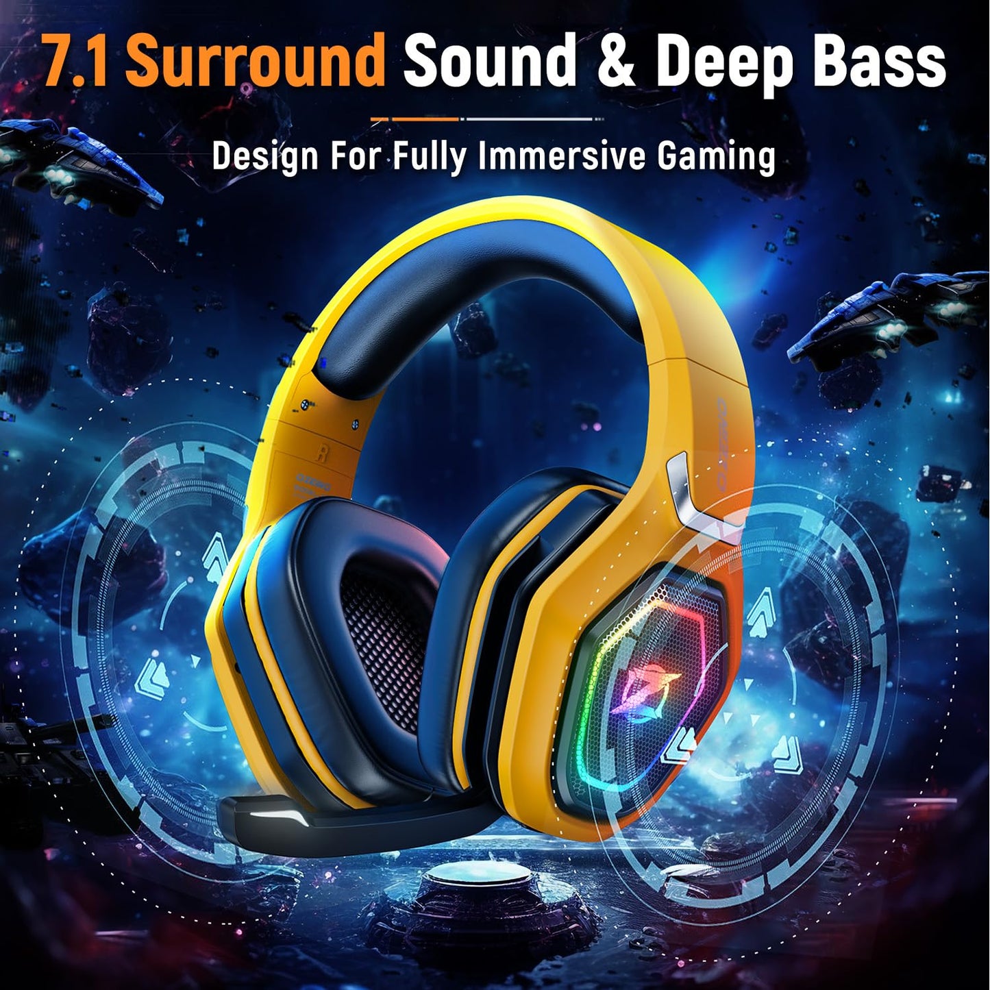 2.4GHz Wireless Gaming Headset for PC, Ps5, Ps4 - Lossless Audio USB & Type-C Ultra Stable Gaming Headphones with Flip Microphone, 40-Hr Battery Gamer Headset for Switch, Laptop, Mobile, Mac