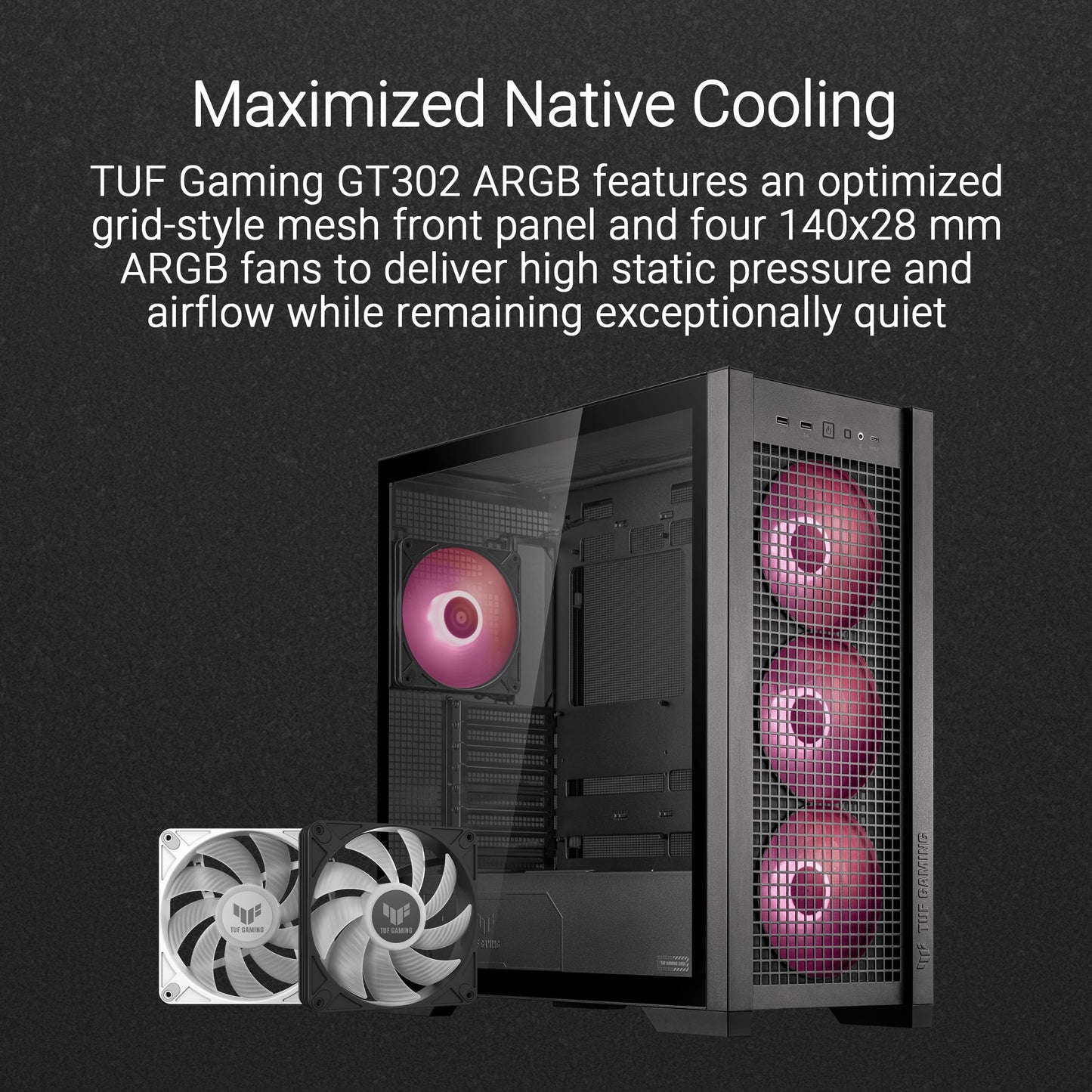 ASUS TUF Gaming GT501 White Edition Mid-Tower Computer Case for up to EATX Motherboards with 2 x USB 3.1 Front Panel, Smoked Tempered Glass, Steel Construction, and Four Case Fans