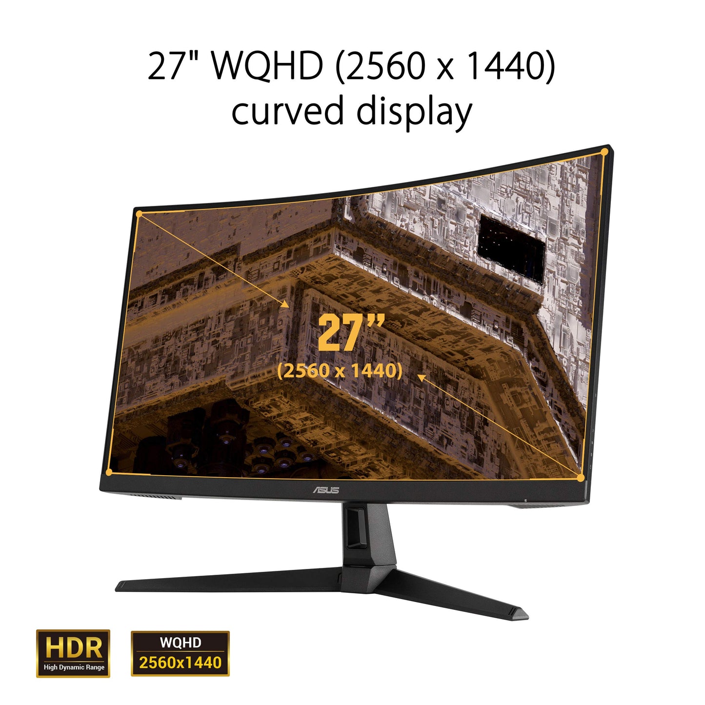 Monitor curvo ASUS TUF Gaming 32" 1440P HDR (VG32VQ1B): QHD (2560 x 1440), 165 Hz (compatible con 144 Hz), 1 ms, desenfoque de movimiento extremadamente bajo, altavoz, FreeSync Premium, montaje VESA, DisplayPort, HDMI, NEGRO 