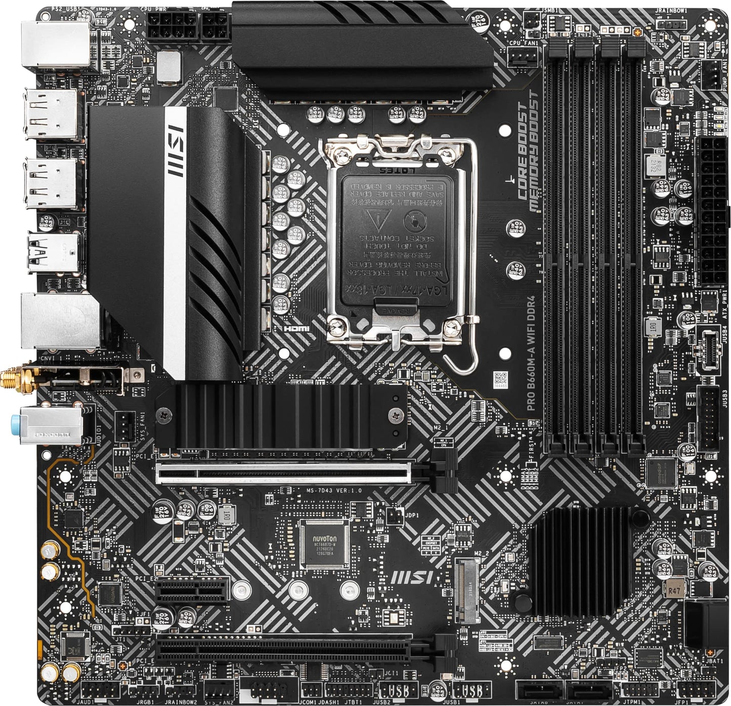 MSI PRO B760-P WiFi DDR4 ProSeries Motherboard (Supports 12th/13th/14th Gen Intel Processors, LGA 1700, DDR4, PCIe 4.0, M.2, 2.5Gbps LAN, USB 3.2 Gen2, HDMI/DP, Wi-Fi 6E, Bluetooth 5.3, ATX)