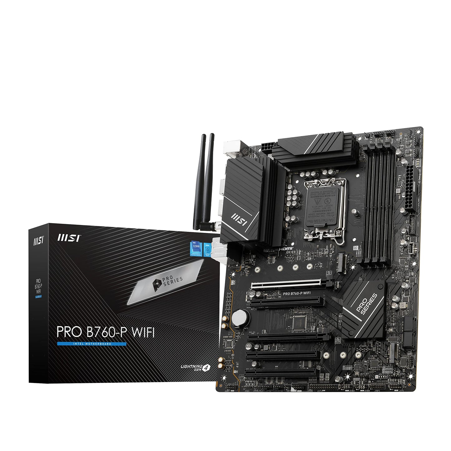 MSI PRO B760-P WiFi DDR4 ProSeries Motherboard (Supports 12th/13th/14th Gen Intel Processors, LGA 1700, DDR4, PCIe 4.0, M.2, 2.5Gbps LAN, USB 3.2 Gen2, HDMI/DP, Wi-Fi 6E, Bluetooth 5.3, ATX)