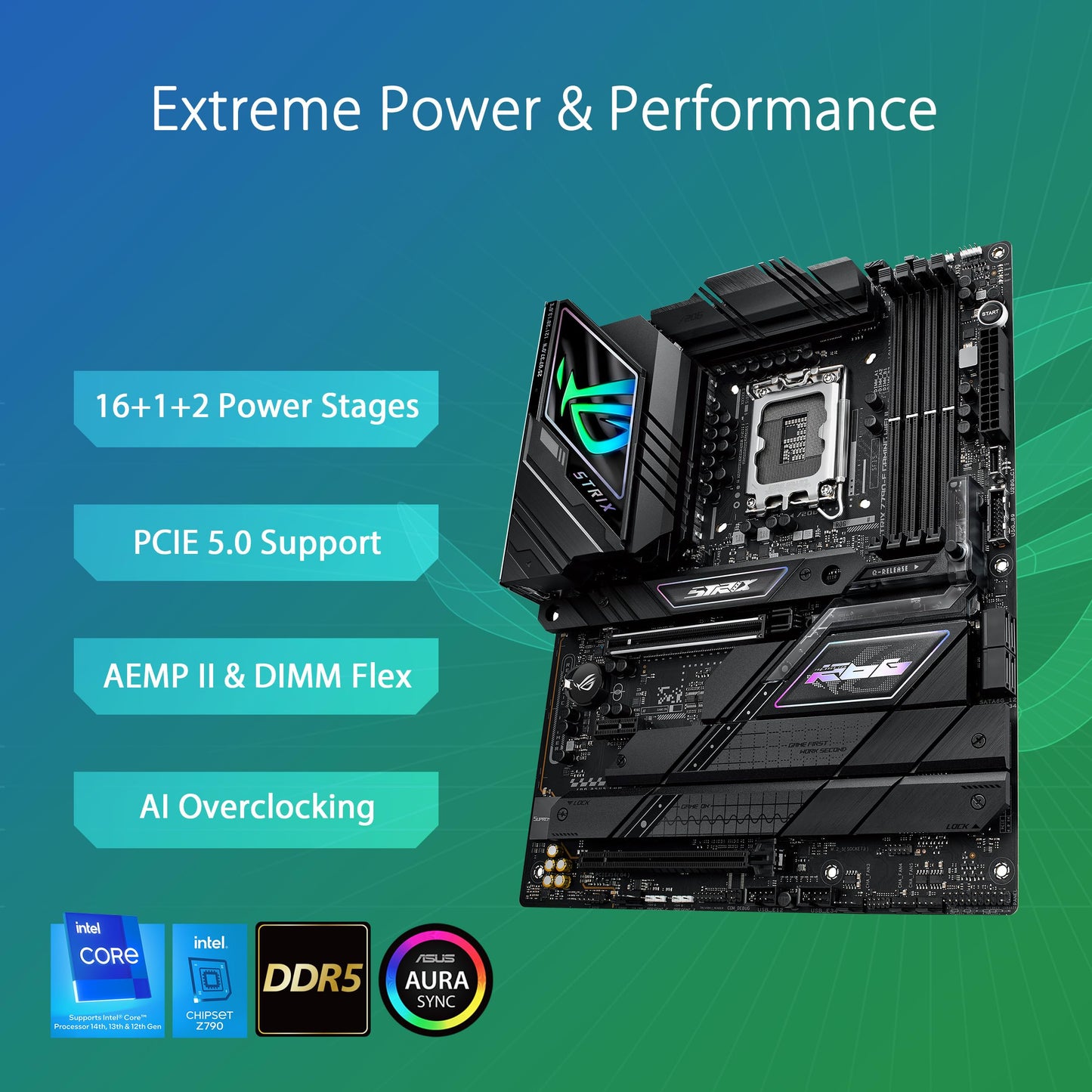 ASUS ROG Strix Z790-F Gaming WiFi II LGA 1700(Intel 14th &13th & 12th Gen) ATX Gaming Motherboard(DDR5,2.5 Gb LAN,5XM.2 Slots,PCIe 5.0 x16,WiFi 7,Front-Panel Connector with PD 3.0 up to 30W)